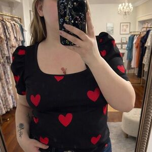 Black Heart Print Women's Top